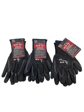 Boss Arctik Tek Nitrile-Coated XL Gloves For Work & Warmth Black Set Of 3 pairs